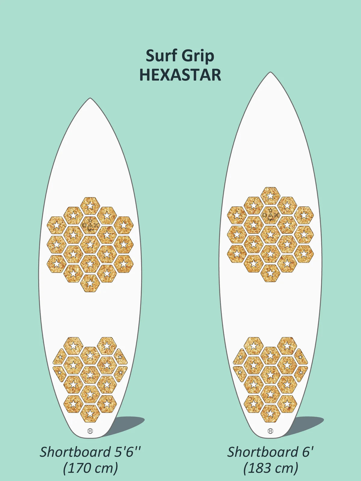 Plan de pose cotée du front grip et du tail grip OAX HEXASTAR, version liège